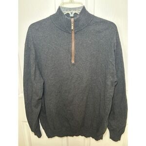 Protege‎ Cotton Cashmere Quarter Zip Sweater Gray Elbow Patch Mens Medium Y2K